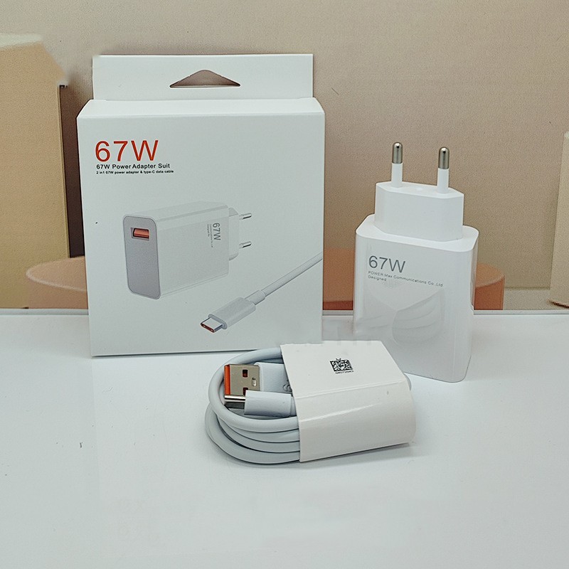 Incarcator Retea Super Charge pentru Telefon, Flippy, 67W Standard UE, Port USB-B cu Cablu TYPE-C de 1m Inclus, Alb