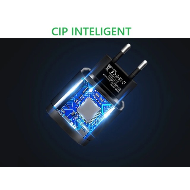 Incarcator Rapid QC3.0, Flippy, 3 Porturi USB, 2.1A, 18W, din ABS, Protectie Supraincalzire, Gama Macarons, Negru