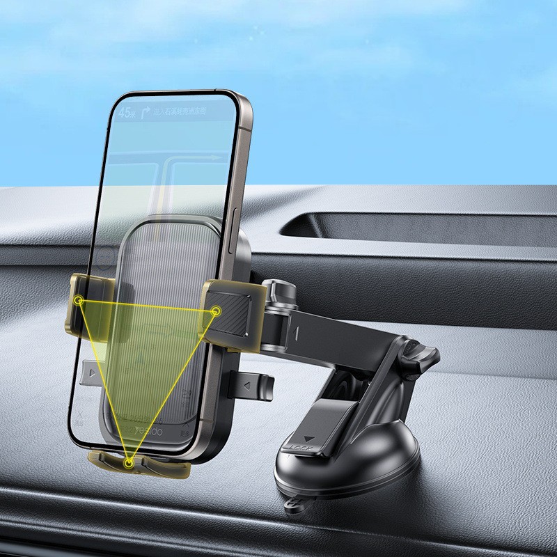 Suport Multifunctional pentru Telefon, Flippy, Car Holder, Suport Rotativ pentru Telefon cu Ventuza si Prindere pe Parbriz sauu Bord, 19 x 10 x 9 cm, Negru 