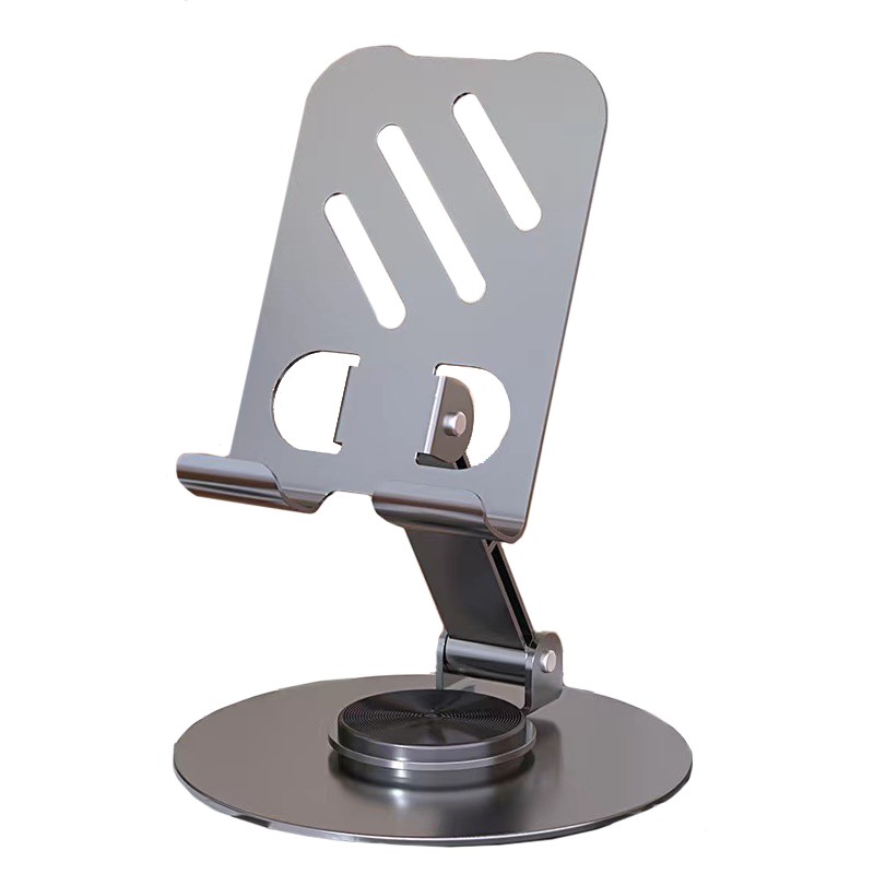 Suport rotativ pentru telefon, Flippy, Complet Metalic, Pliabil, Design Modern pentru Desktop, Multifunctional, Compatibil cu Tableta, 10.5 x 9 x 9 cm, 80 g, Gri