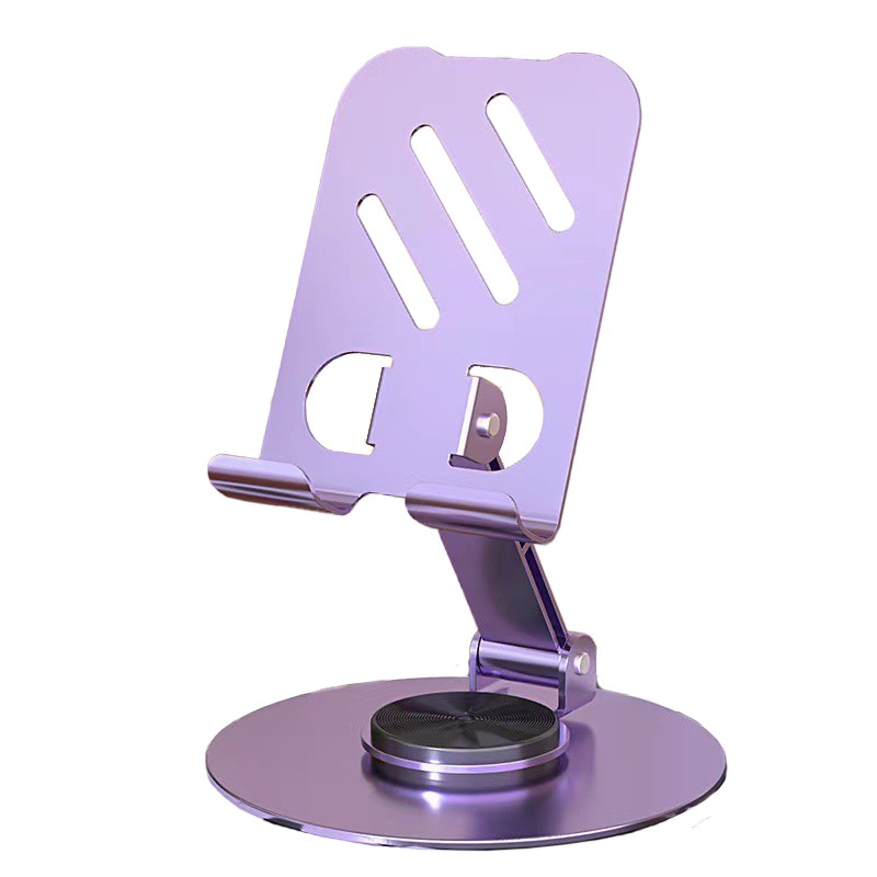 Suport rotativ pentru telefon, Flippy, Complet Metalic, Pliabil, Design Modern pentru Desktop, Multifunctional, Compatibil cu Tableta, 10.5 x 9 x 9 cm, 80 g, Mov