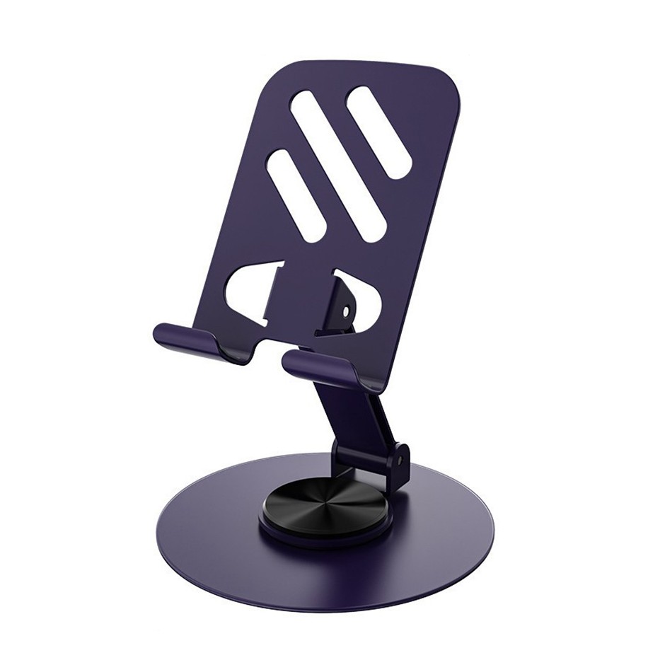Suport rotativ pentru telefon, Flippy, Complet Metalic, Pliabil, Design Modern pentru Desktop, Multifunctional, Compatibil cu Tableta, 10.5 x 9 x 9 cm, 80 g, Mov inchis