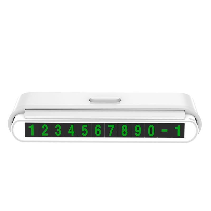 Suport Numar de Telefon pentru Parcare Auto, Flippy, Suport pentru Numarul detelefon, Banda glisanta pentru Ascundere, Banda Adeziva Inclusa, 120 x 48 x 24 mm, Cifre Verzi, Alb