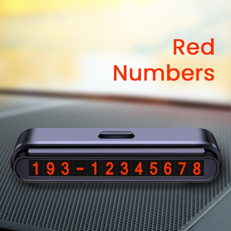 Suport Numar de Telefon pentru Parcare Auto, Flippy, Suport pentru Numarul detelefon, Banda glisanta pentru Ascundere, Banda Adeziva Inclusa, 120 x 48 x 24 mm, Cifre Rosii, Negru