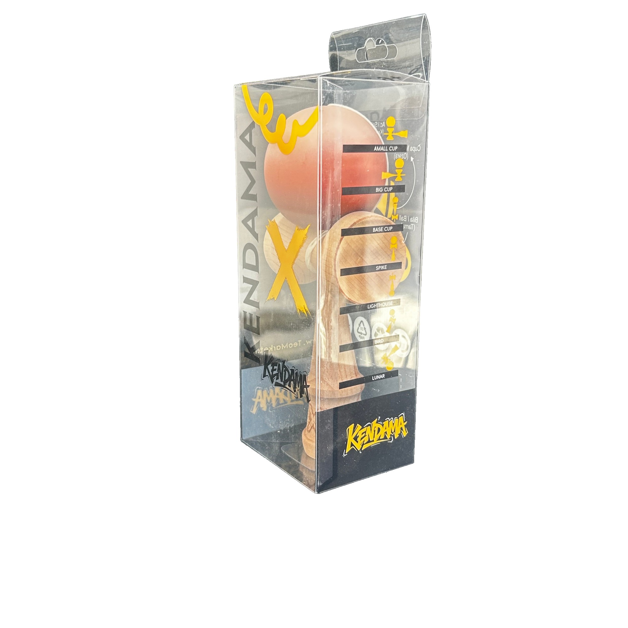 Jucarie Kendama X Originala, Profesionala, Flippy, din Lemn, Rubber Grip, 18 cm, Maro/Bej/Roz
