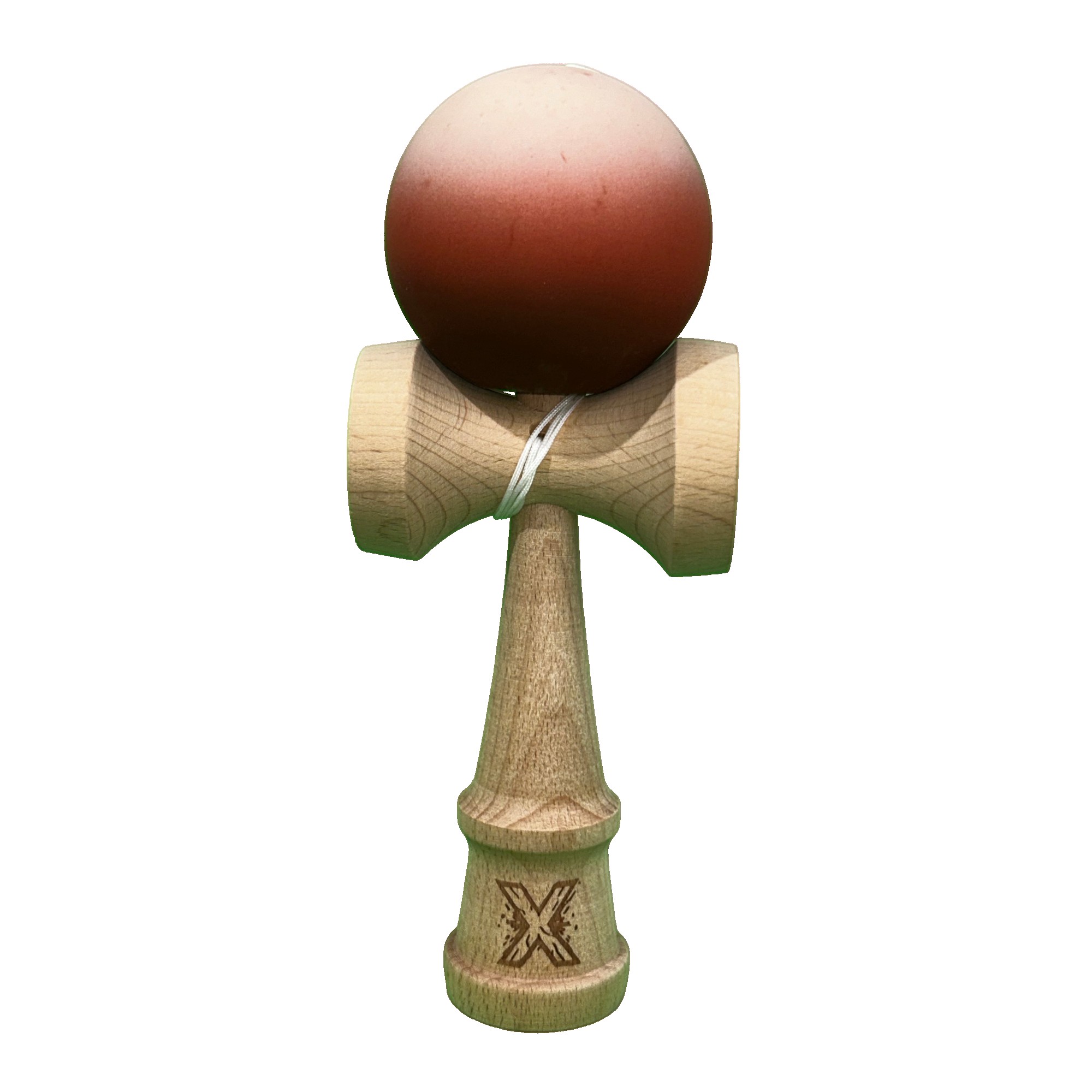 Jucarie Kendama X Originala, Profesionala, Flippy, din Lemn, Rubber Grip, 18 cm, Maro/Bej/Roz