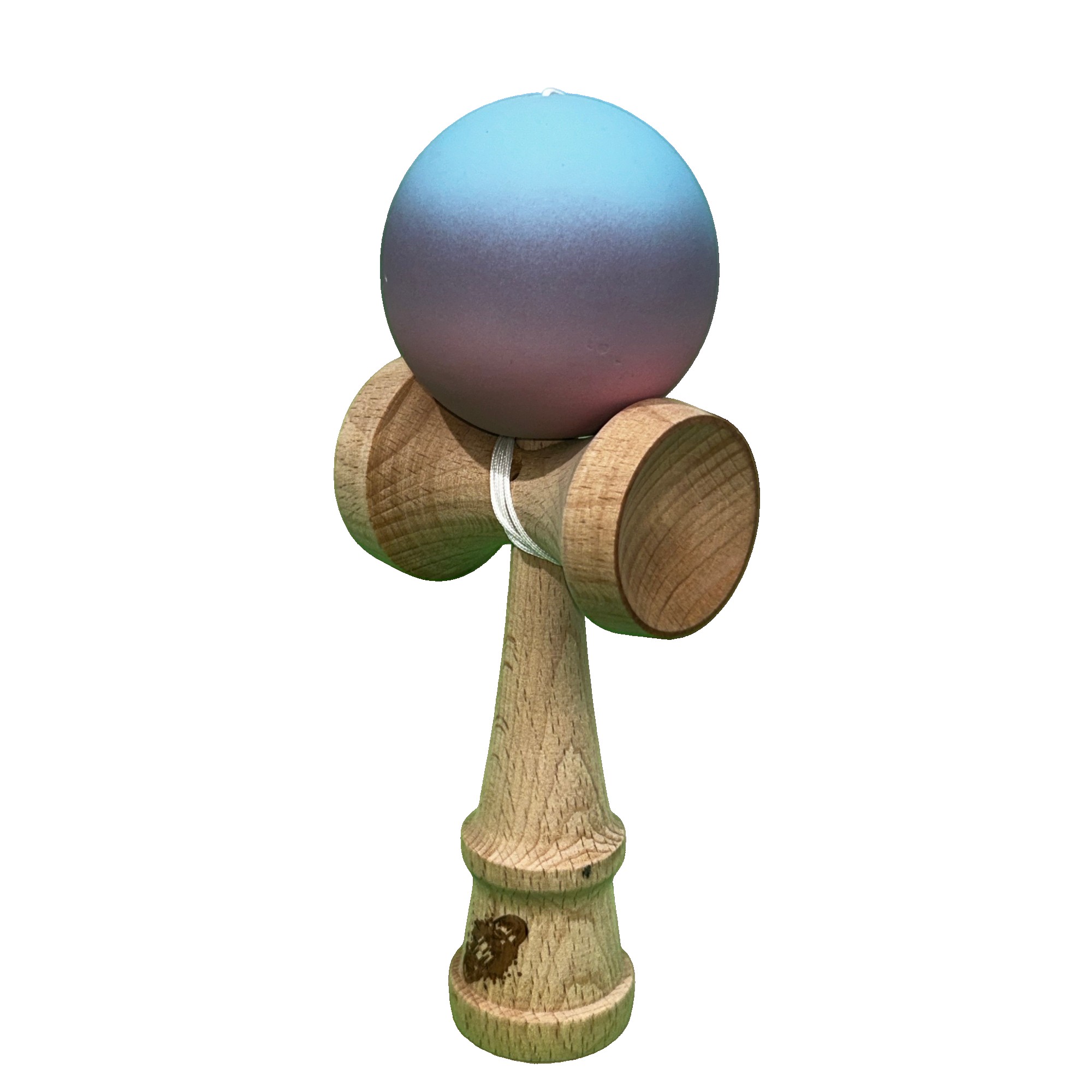 Jucarie Kendama X Originala, Profesionala, Flippy, din Lemn, Rubber Grip, 18 cm, Roz/Mov/Albastru