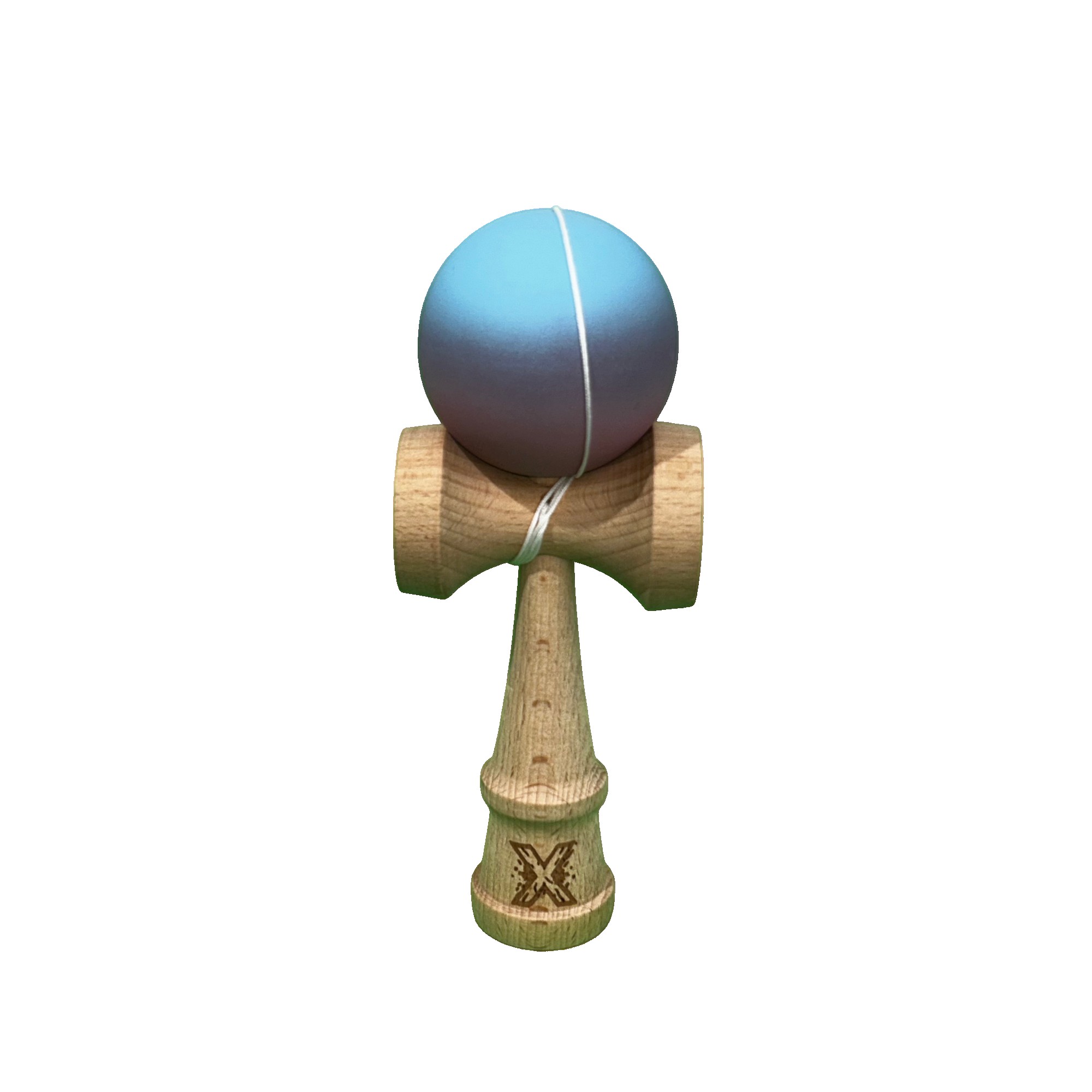 Jucarie Kendama X Originala, Profesionala, Flippy, din Lemn, Rubber Grip, 18 cm, Roz/Mov/Albastru