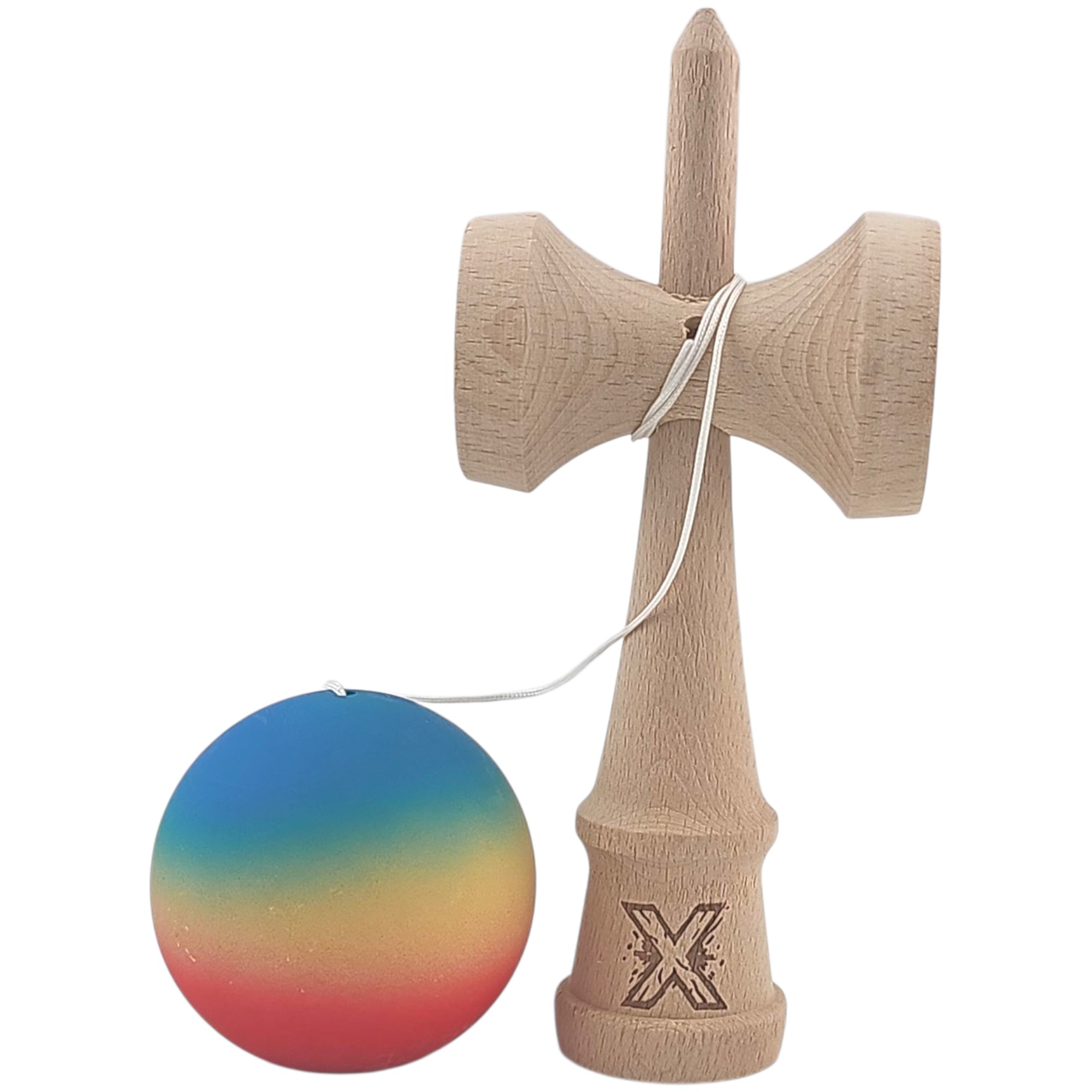 Kendama X Originala, Profesionala, Flippy, din Lemn, Rubber Grip, 18 cm, Rosu/Galben/Albastru Kendama X Originala, Profesionala, Flippy, din Lemn, Rubber Grip, 18 cm, Rosu/Galben/Albastru
