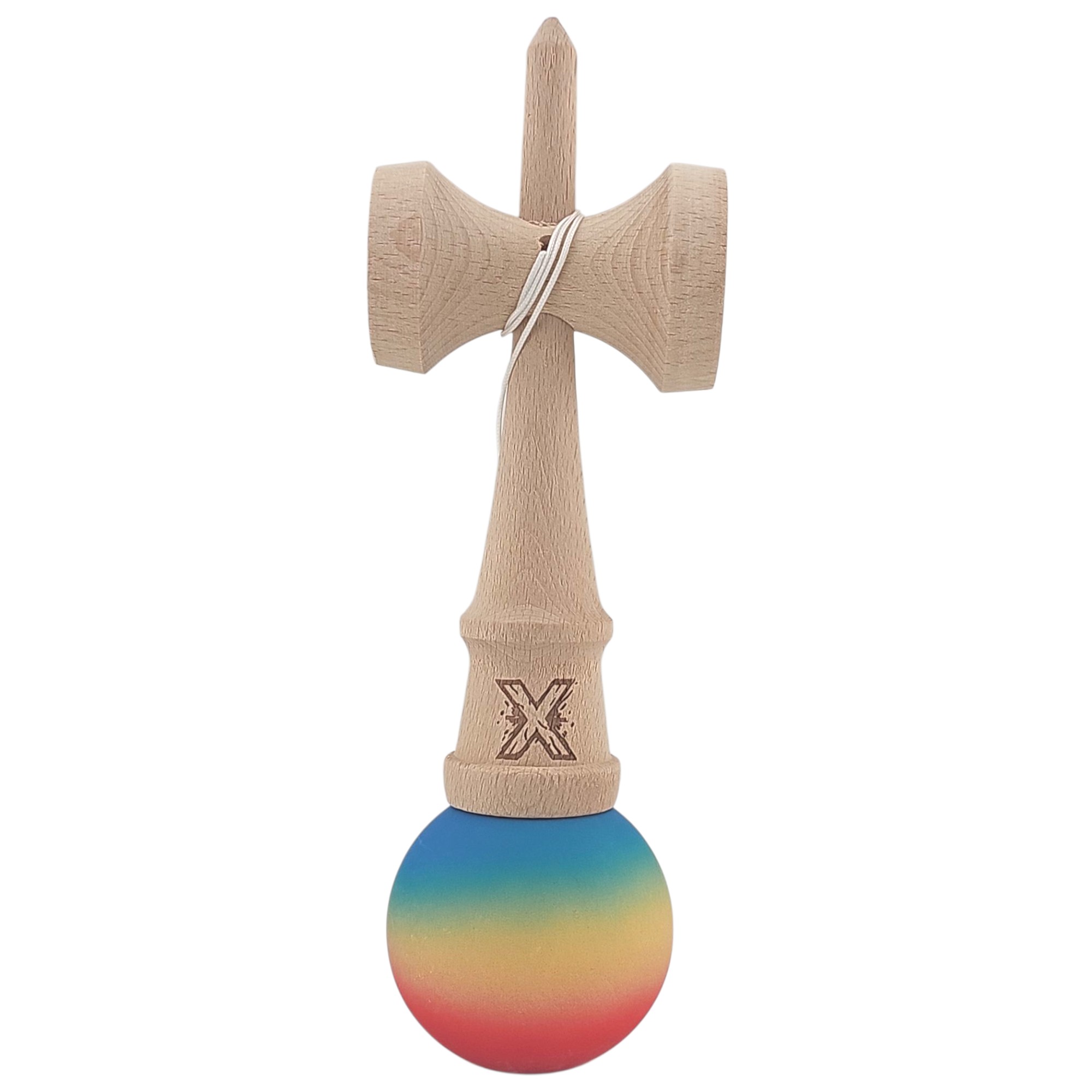 Kendama X Originala, Profesionala, Flippy, din Lemn, Rubber Grip, 18 cm, Rosu/Galben/Albastru Kendama X Originala, Profesionala, Flippy, din Lemn, Rubber Grip, 18 cm, Rosu/Galben/Albastru