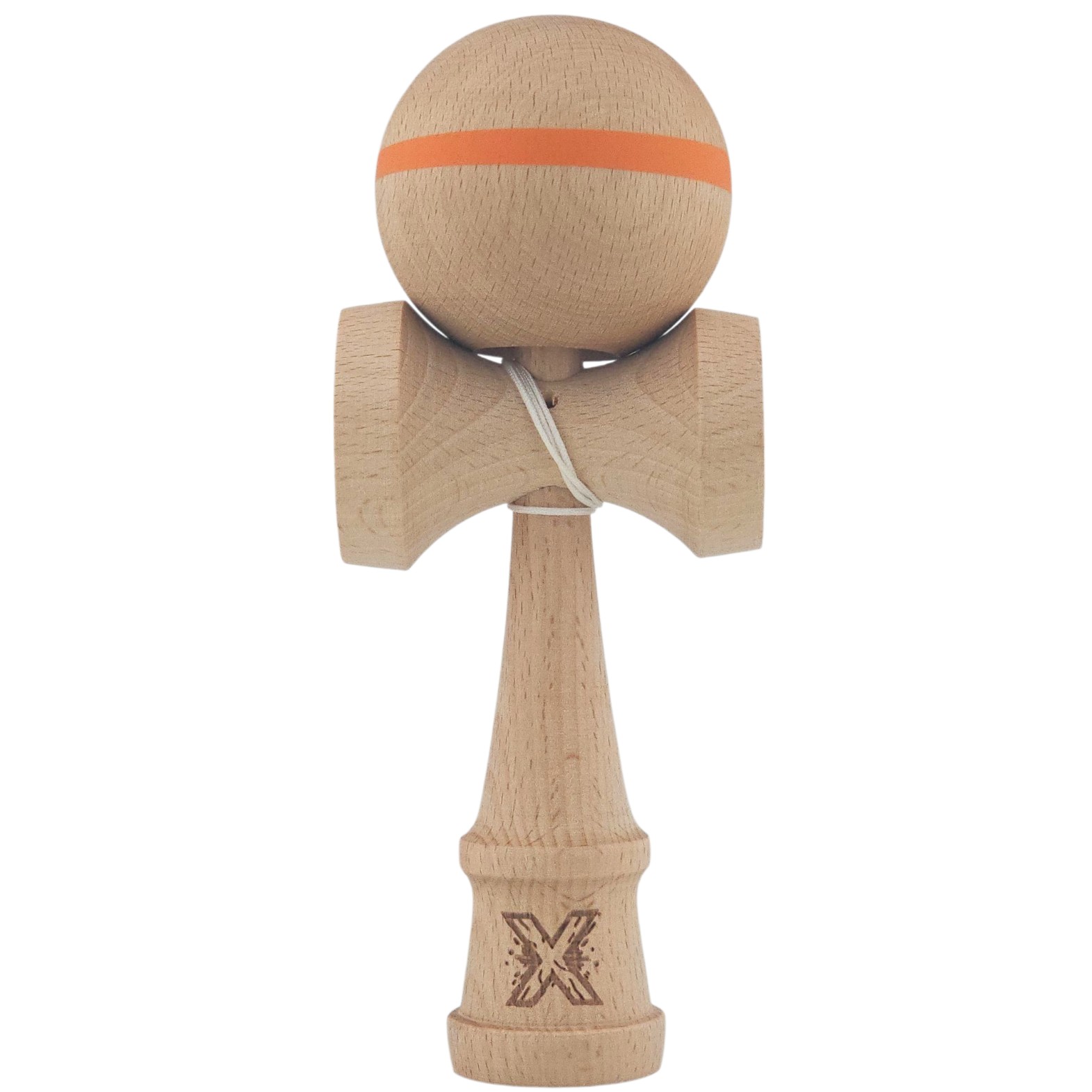 Kendama X Originală, Profesională, Flippy, din Lemn, 18 cm Model cu Dunga, Portocaliu