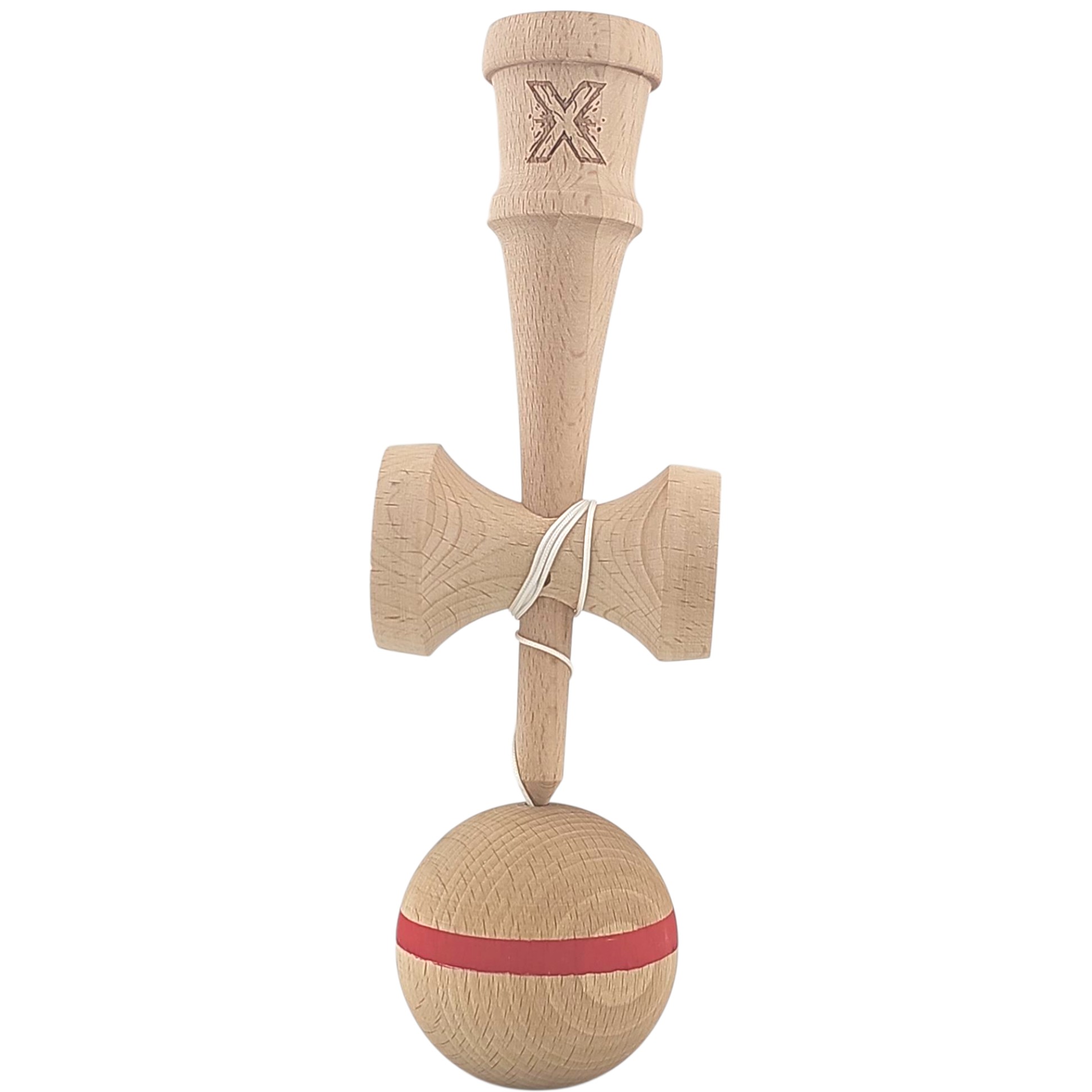 Kendama X Originala, Profesionala, Flippy, din Lemn, 18 cm, Special, Model cu Dunga, Roz