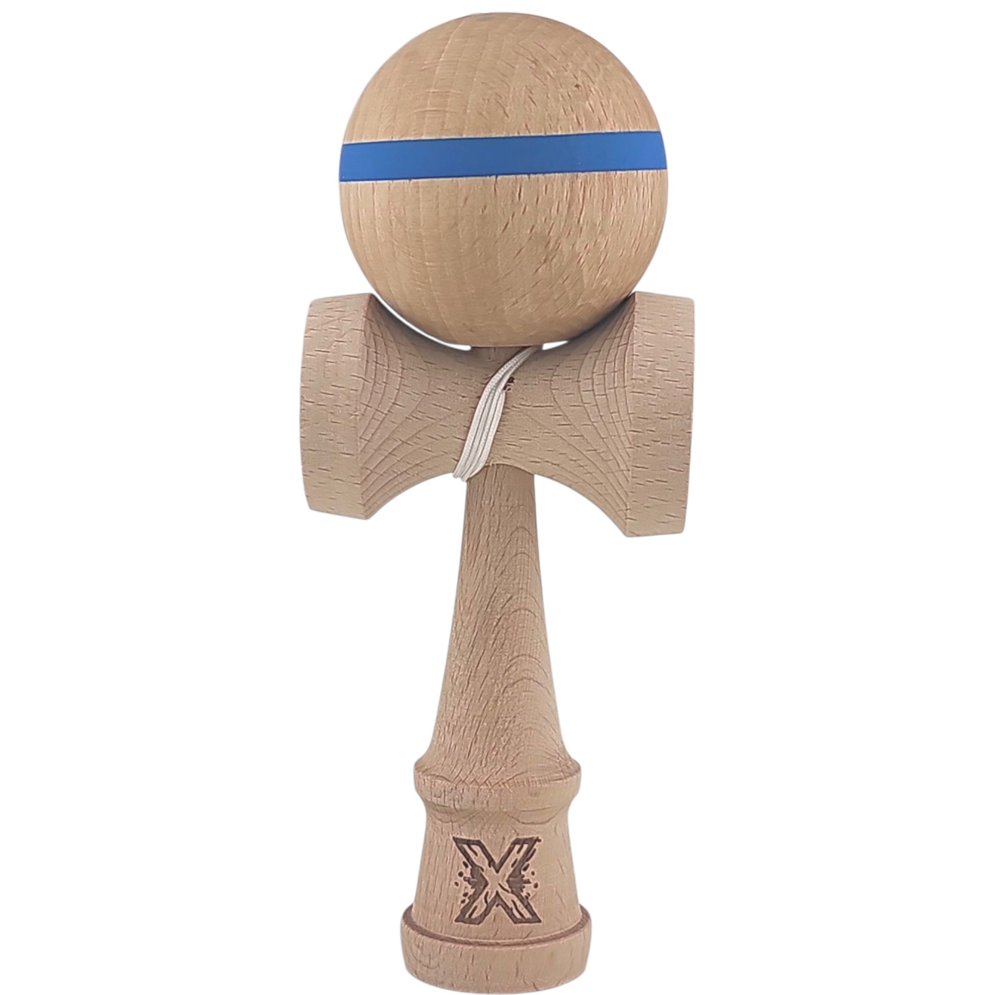 Kendama X Originala, Profesionala, Flippy, din Lemn, 18 cm, Special, Model cu Dunga, Albastru