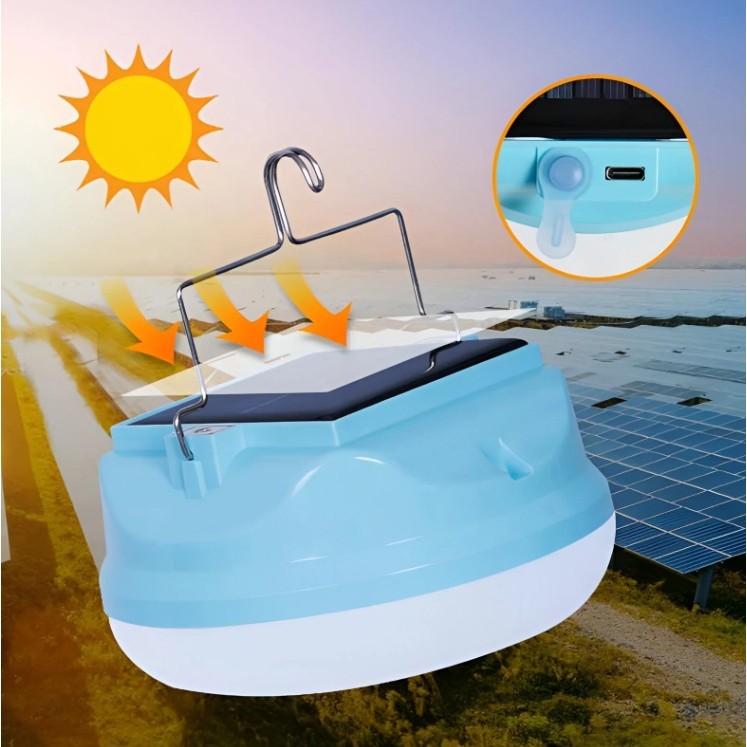 Lama Solara, Flippy, 2in1, Incarcare Solara/USB, LED, din Plastic, 3 Trepte de Intensitate, 100 W, 5V, 13 x 13 x 7 cm, Albastru