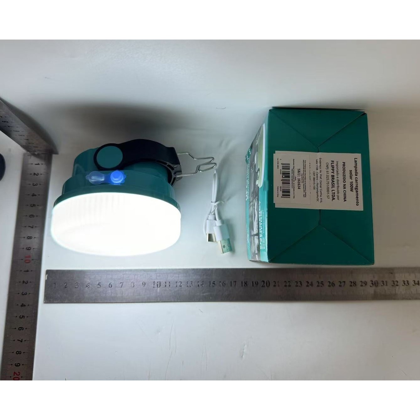 Lama Solara, Flippy, 2in1, Incarcare Solara/USB, LED, din Plastic, 3 Trepte de Intensitate, 100 W, 5V, 13 x 13 x 7 cm, Albastru