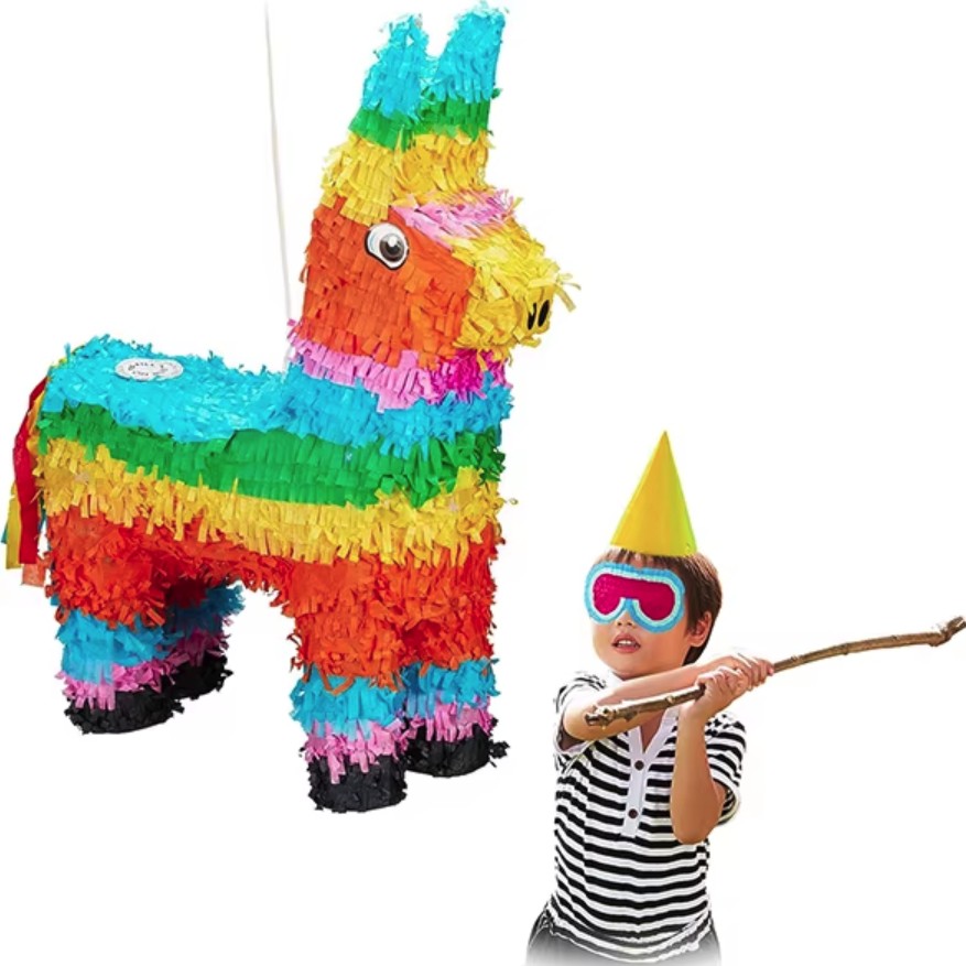 Pinata Magarus pentru Petrecere, Flippy, Pinata din Hartie si Carton, Pinata pentru Copii, 50 x 35 x 10 cm, Multicolor