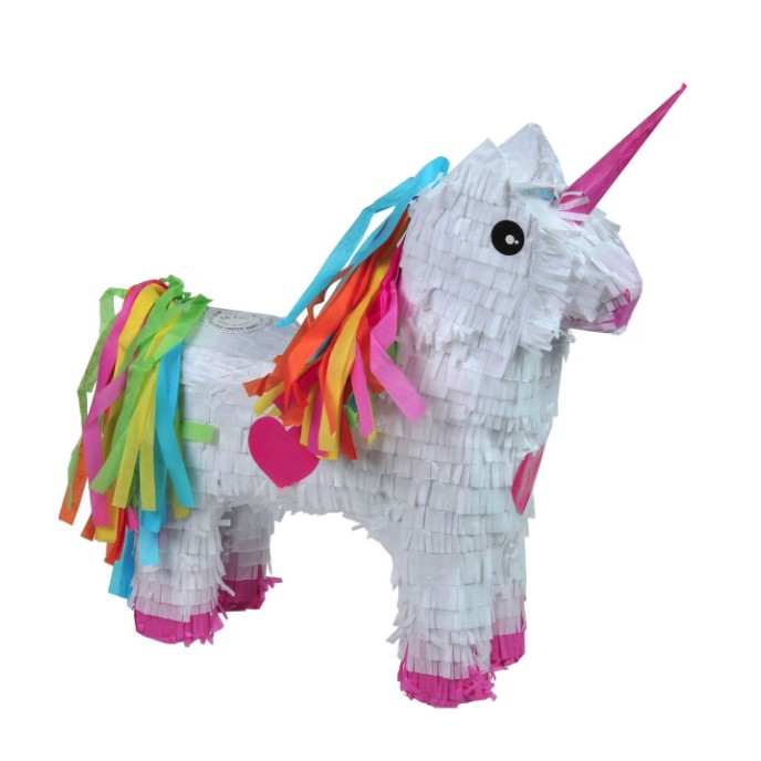 Pinata Unicorn pentru Petrecere, Flippy, Pinata din Hartie si Carton, Pinata pentru Copii, 50 x 35 x 10 cm, Alb