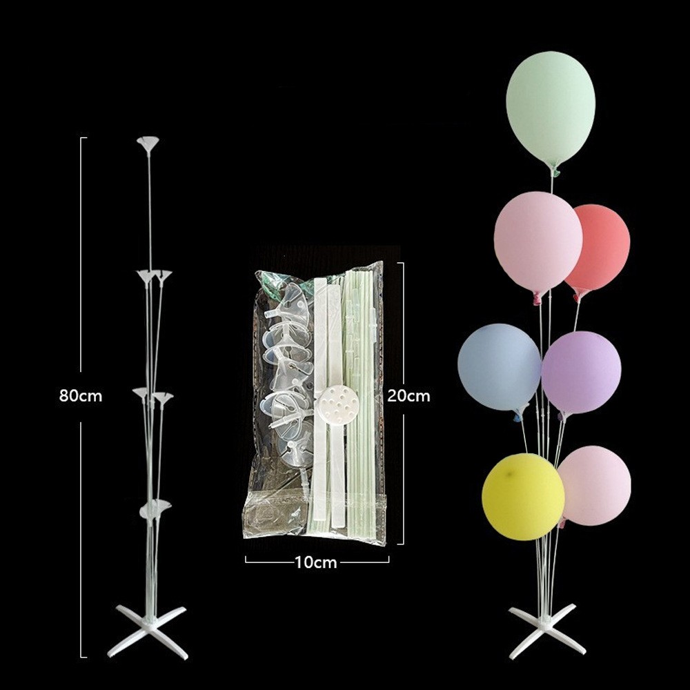 Suport pentru Baloane, Flippy, Suport pentru 7 Baloane, pentru ziua de nastere, Nunta, Decor cu baloane, Recuzita, Compatibil cu Baloanele Standard, 80 cm, Alb