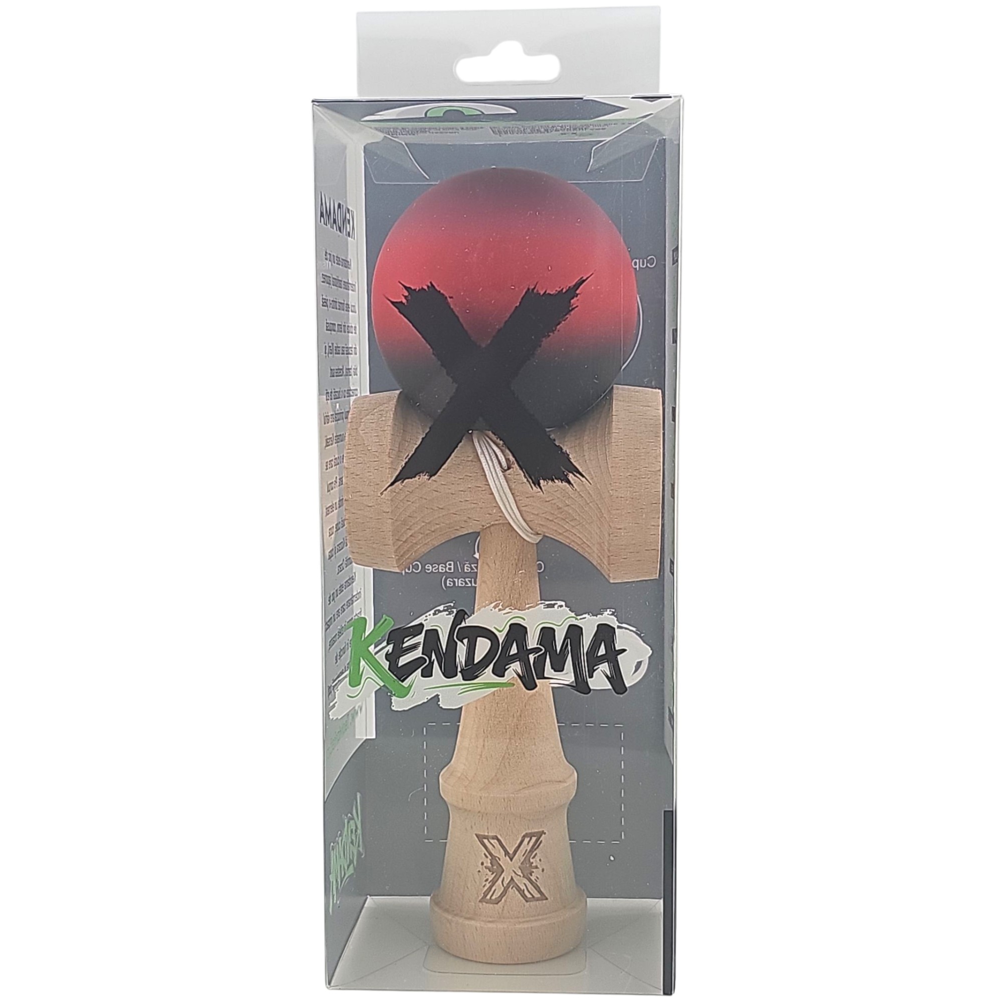 Kendama X Originala, Profesionala, Flippy, din Lemn, Rubber Grip, 18 cm, Mov/Rosu/Negru