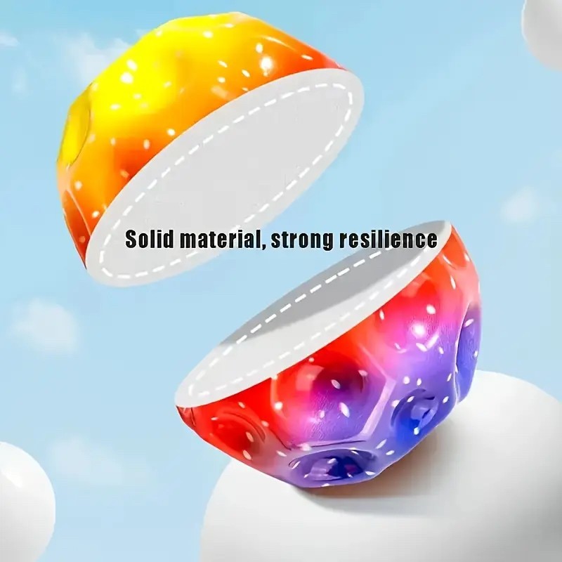 Minge Saltareata Hiperelastica, Flippy, Space Moon Ball foarte Elastica, Antistress pentru Copii, Diametru 66 mm, Multicolor Rosu