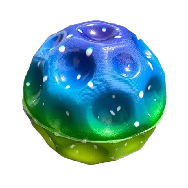 Minge Saltareata Hiperelastica, Flippy, Space Moon Ball foarte Elastica, Antistress pentru Copii, Diametru 66 mm, Multicolor Verde