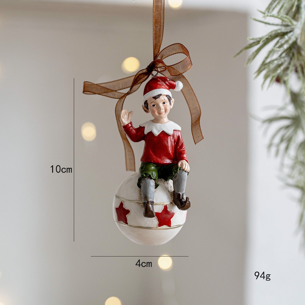 Decoratiune de Craciun, Flippy, pentru Brad, Model Elf pe Glob, 10 x 4 cm, din Rasina, Multicolor