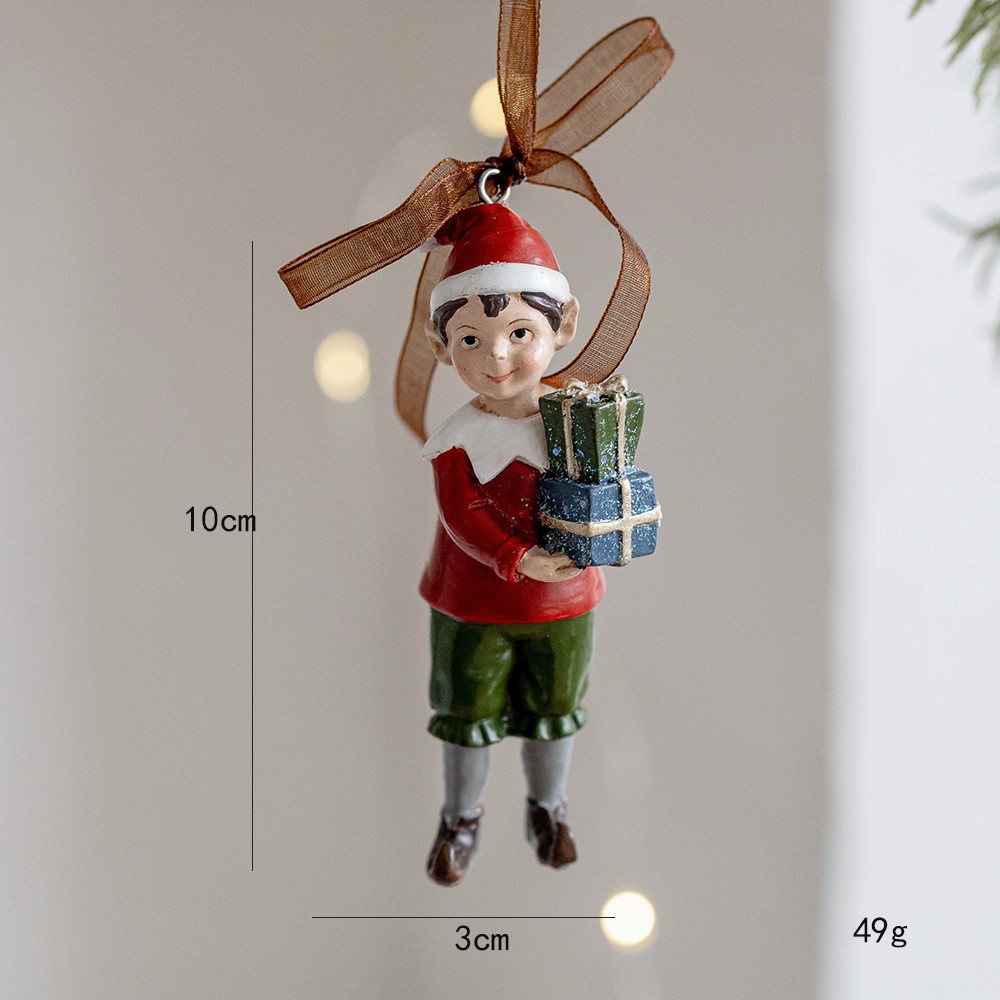 Decoratiune de Craciun, Flippy, pentru Brad, Model Elf cu Cadouri, 10 x 3 cm, din Rasina, Multicolor