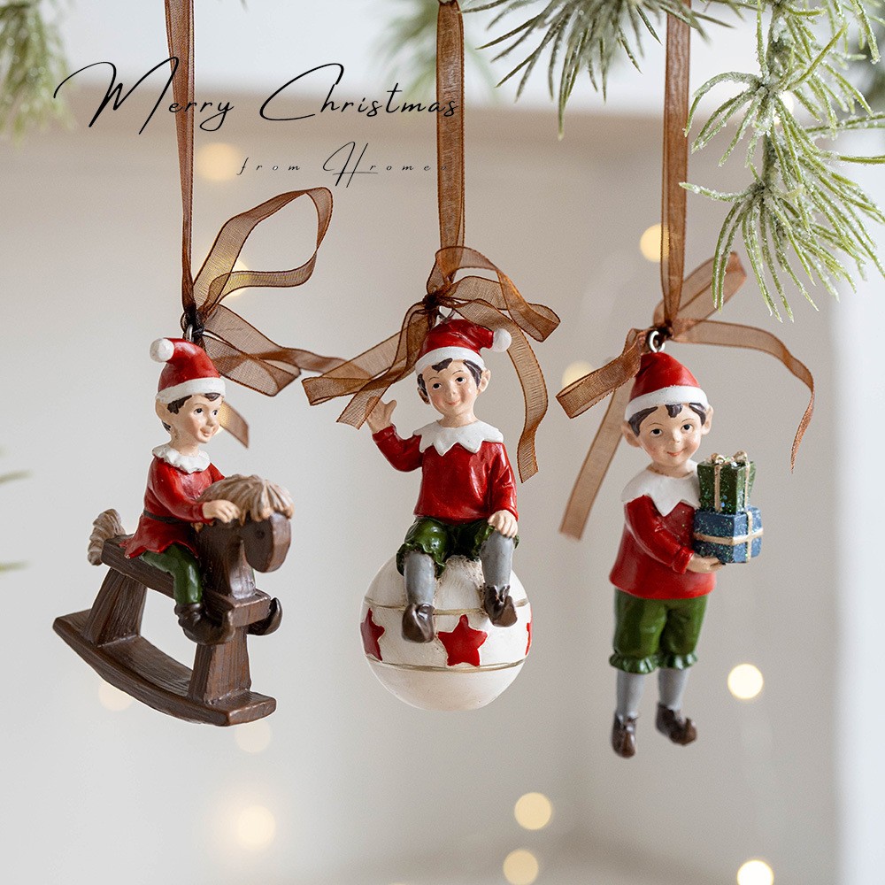Decoratiune de Craciun, Flippy, pentru Brad, Model Elf cu Cadouri, 10 x 3 cm, din Rasina, Multicolor