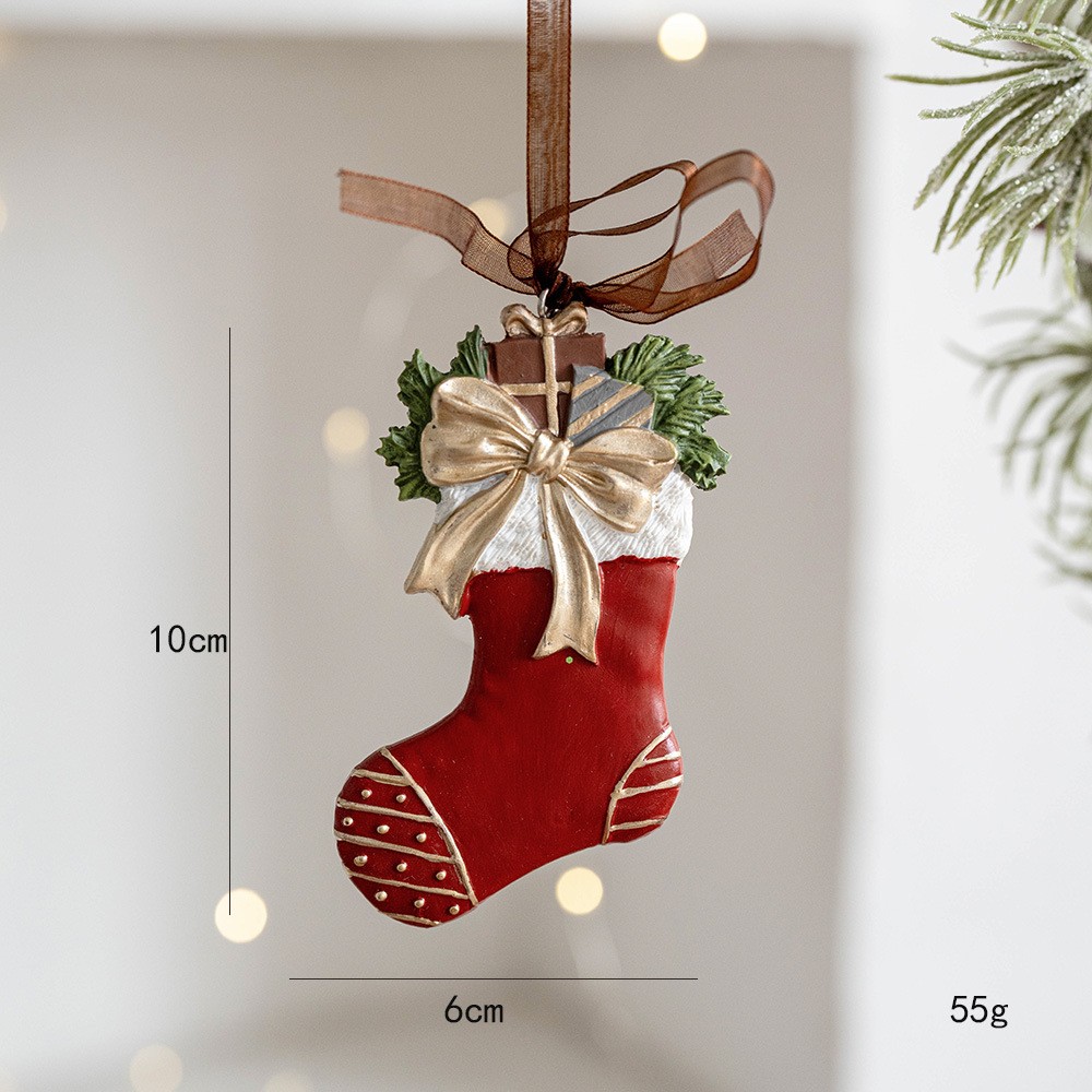 Decoratiune de Craciun, Flippy, pentru Brad, Model Soseta, 10 x 6 cm, din Rasina, Multicolor