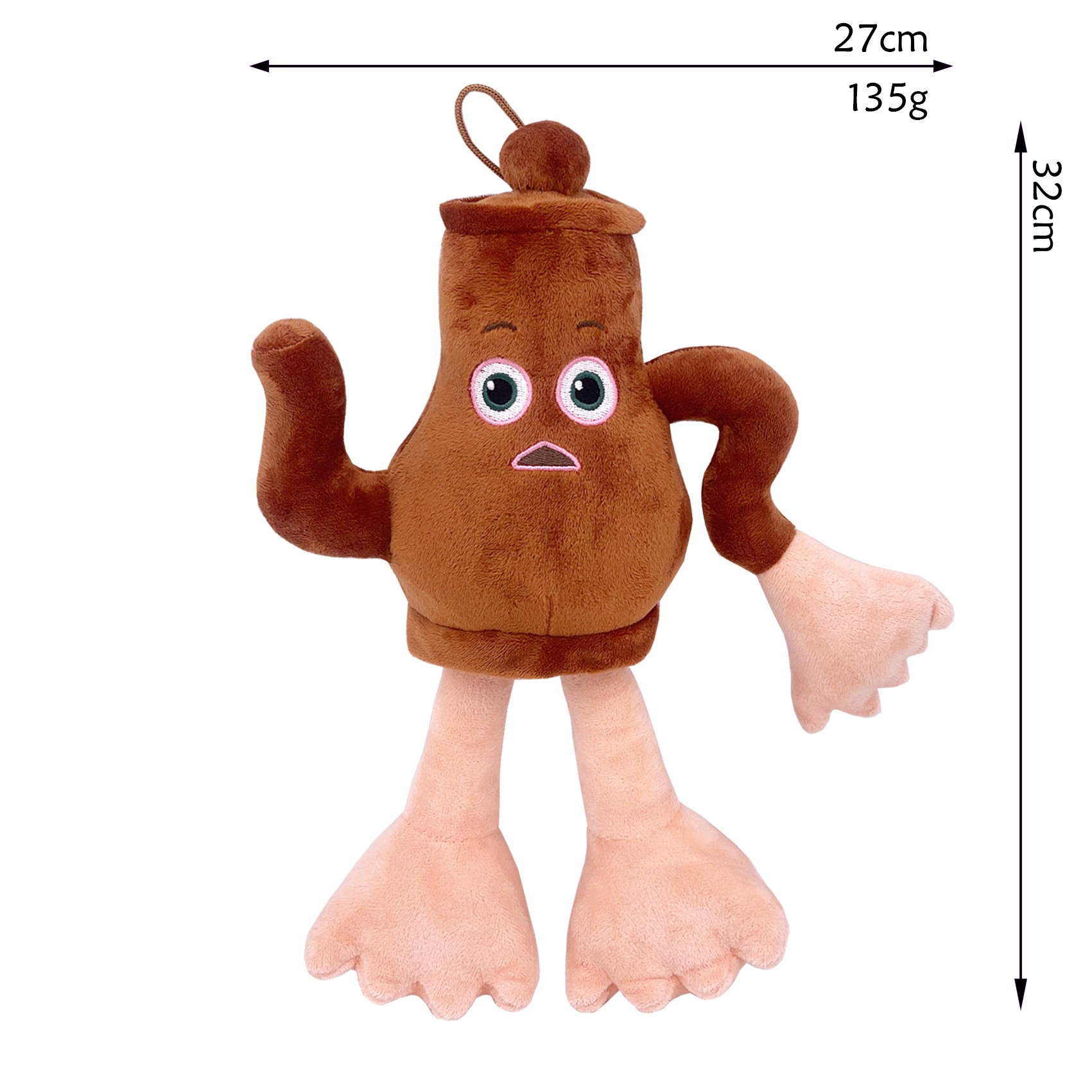 Jucarie Moale de Plus Italian Brainrot, Flippy, cu Agatatoare, Model Ceainicul Teapotini Caldonetto, Jucarie Moale pentru Copii, 32 x 27 cm, Maro inchis
