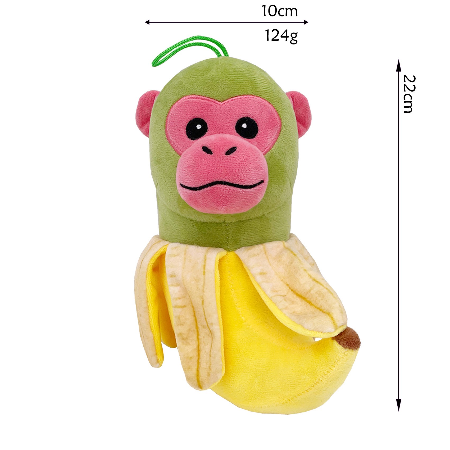Jucarie Moale de Plus Italian Brainrot, Flippy, cu Agatatoare, Model Maimuta Banana Chimpanzini Bananini, Jucarie Moale pentru Copii, 22 x 10 cm, Verde Galben