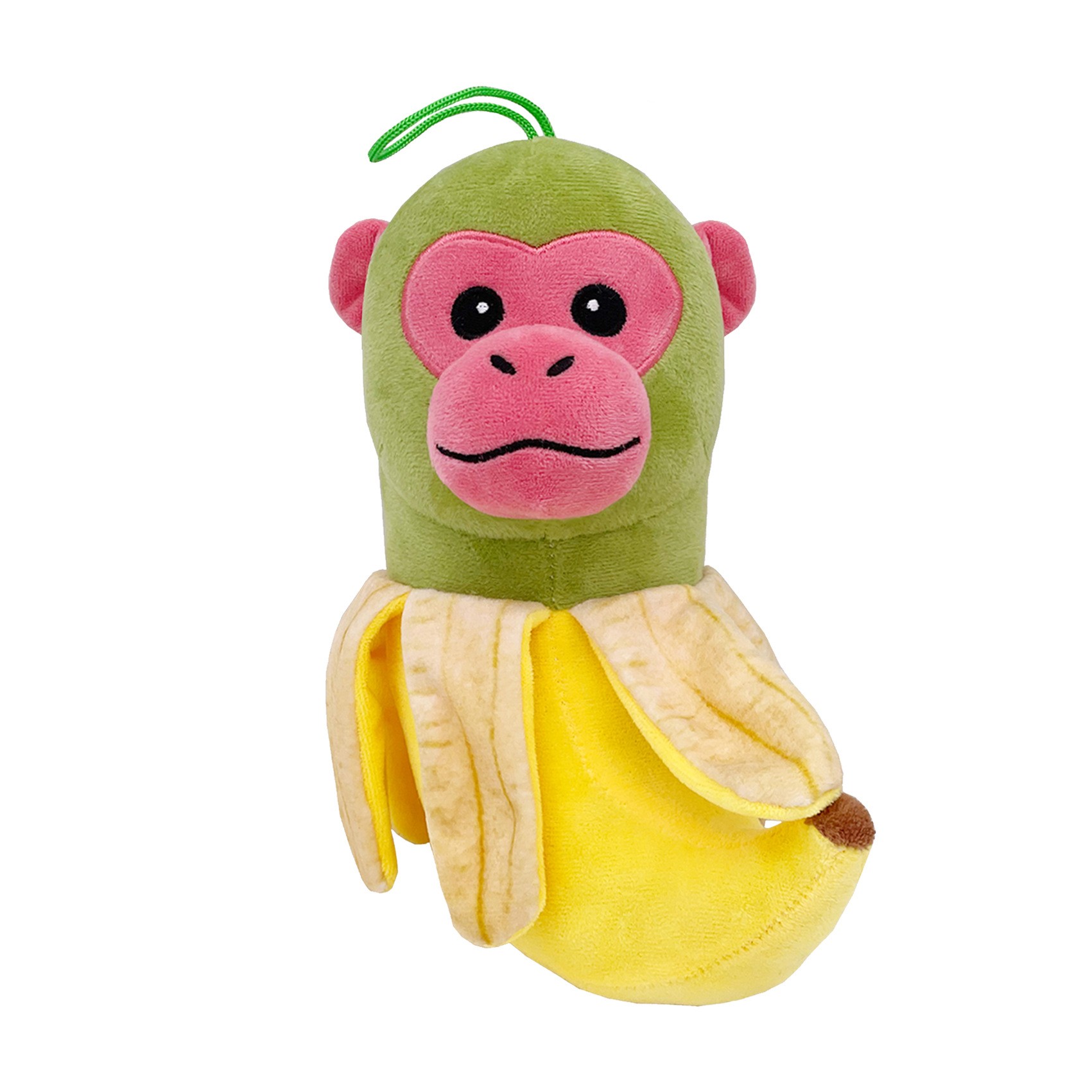 Jucarie Moale de Plus Italian Brainrot, Flippy, cu Agatatoare, Model Maimuta Banana Chimpanzini Bananini, Jucarie Moale pentru Copii, 22 x 10 cm, Verde Galben