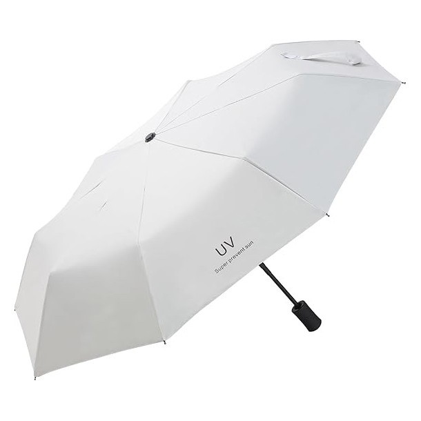 Umbrela de Ploaie Unisex, Flippy, cu Protectie UV Soare, Rezistenta la Vant si Ploaie, Pliabila, din Vinil si Otel, 96 x 67 cm, Bej deschis