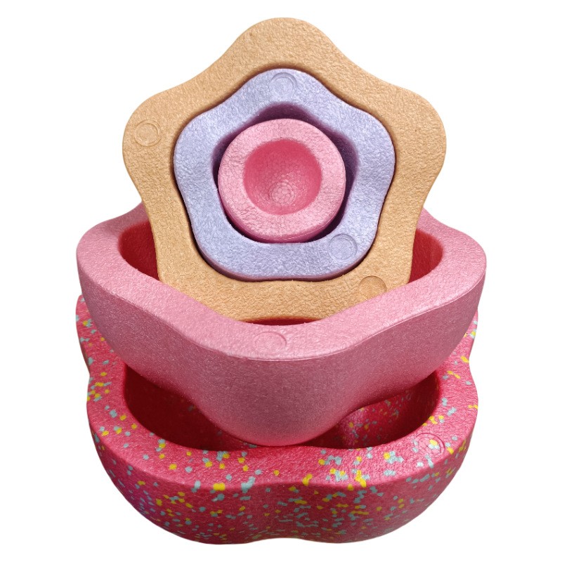 Jucarie Senzoriala de Echilibru, Flippy, Tip Stepping Stones, 5 Piese, din Spuma, pentru Miscare, Sarituri, Prindere, Diametru 28 cm, Model 1, Multicolor
