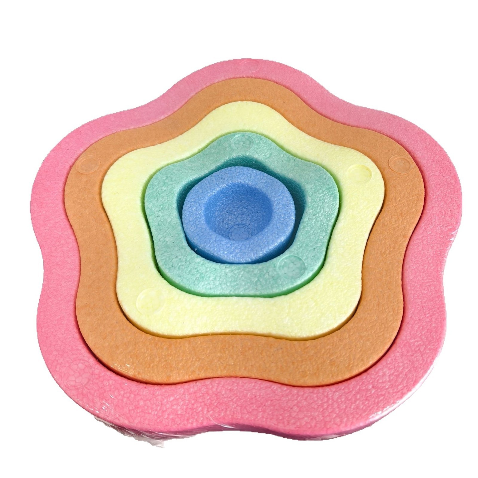 Jucarie Senzoriala de Echilibru, Flippy, Tip Stepping Stones, 5 Piese, din Spuma, pentru Miscare, Sarituri, Prindere, Diametru 28 cm, Model 2, Multicolor