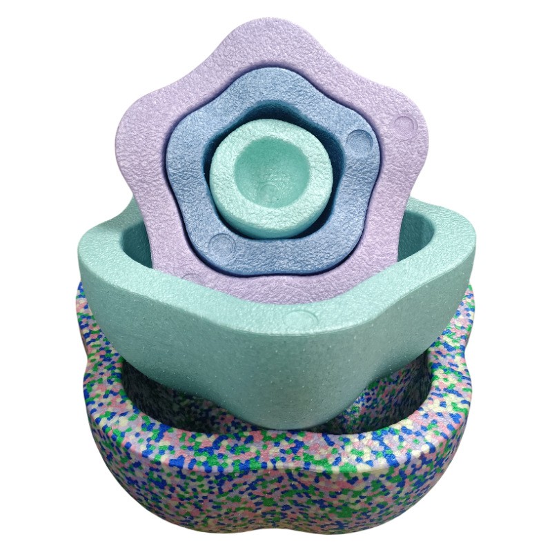 Jucarie Senzoriala de Echilibru, Flippy, Tip Stepping Stones, 5 Piese, din Spuma, pentru Miscare, Sarituri, Prindere, Diametru 28 cm, Model 3, Multicolor