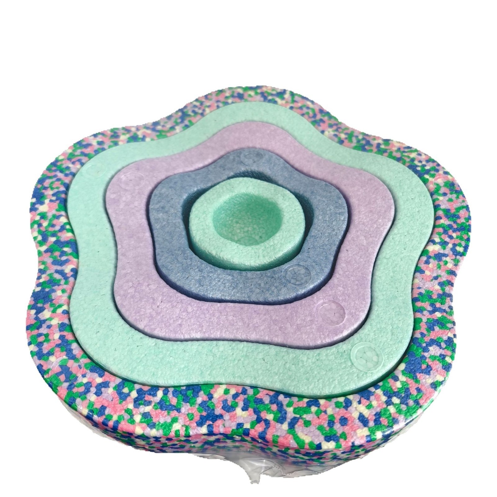 Jucarie Senzoriala de Echilibru, Flippy, Tip Stepping Stones, 5 Piese, din Spuma, pentru Miscare, Sarituri, Prindere, Diametru 28 cm, Model 3, Multicolor