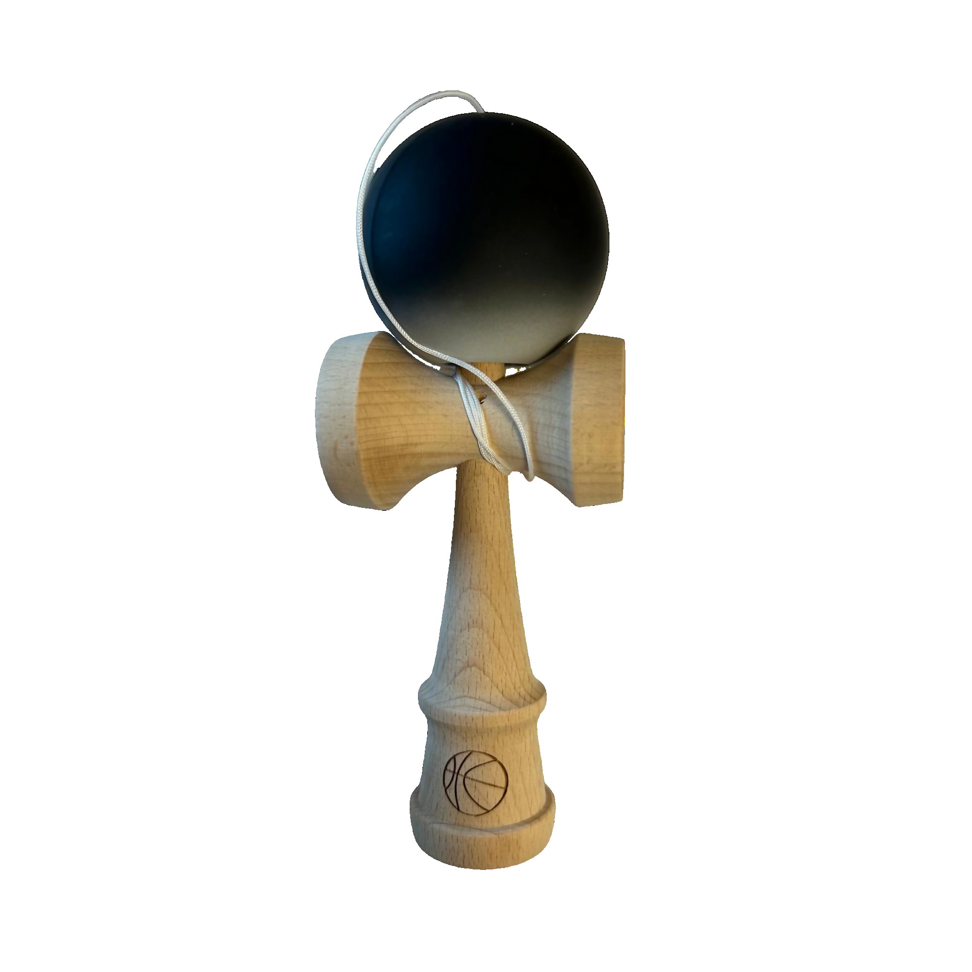 Kendama X Originala, Flippy, Profesionala, 18 cm, Gradient Alb-Negru, Bila Cauciuc