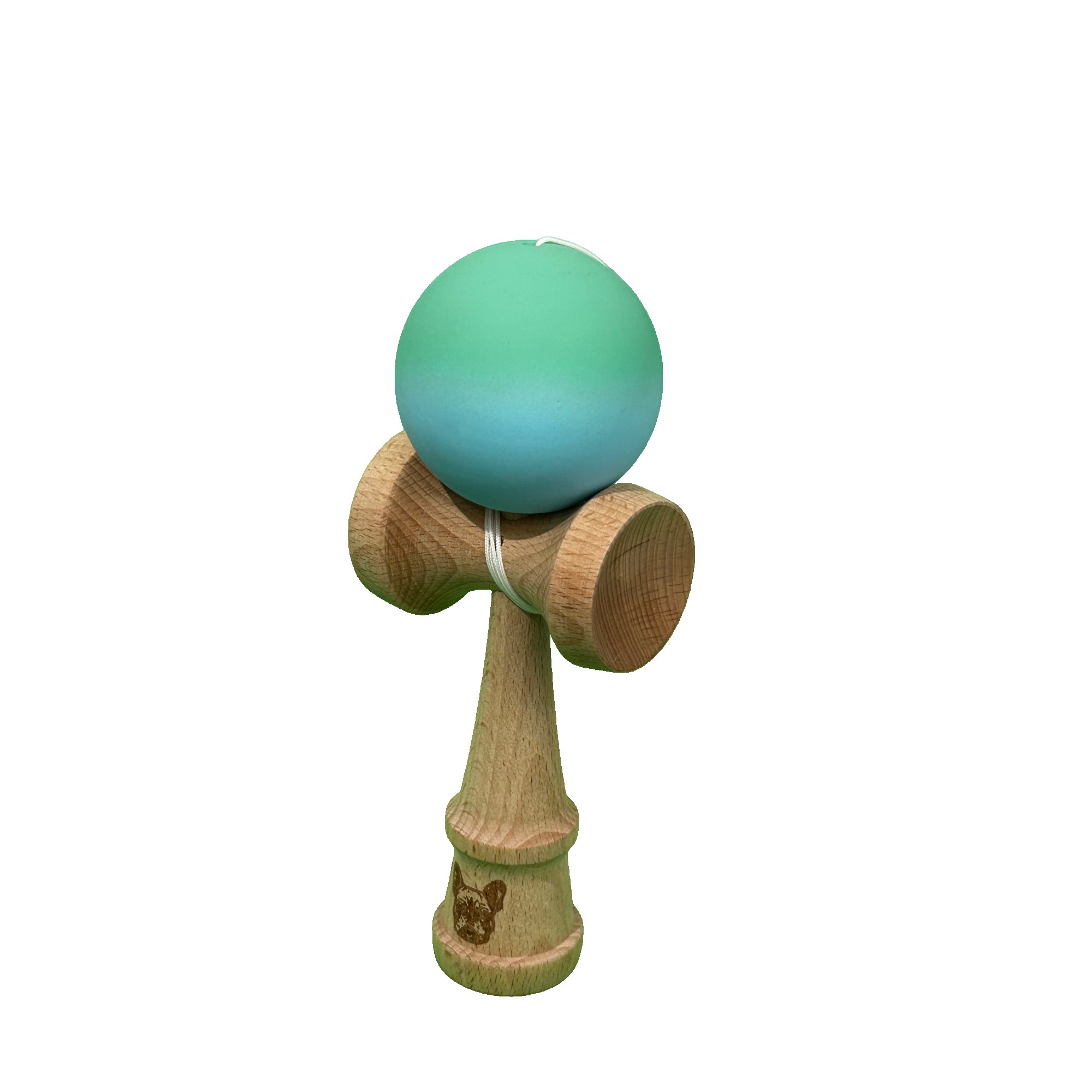 Jucarie Kendama X Originala, Profesionala, Flippy, din Lemn, Rubber Grip, 18 cm, Verde/Albastru