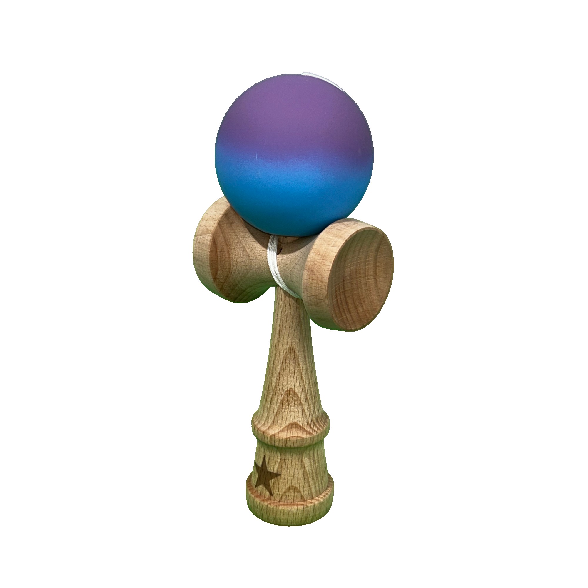 Jucarie Kendama X Originala, Profesionala, Flippy, din Lemn, 18 cm, Joc de Indemanare pentru Copii și Adulti, Gradient Violet/Albastru