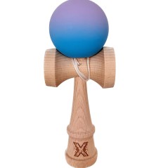 Jucărie Kendama interactivă, Flippy, din lemn, 18 cm, joc de îndemânare pentru copii și adulți, model gradient - violet albastru