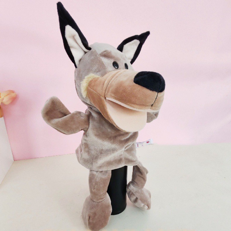 Papusa de Mana pentru Teatru de Papusi, Flippy, din Plus, 25 x 10 x 8 cm, Model Lup, Bej