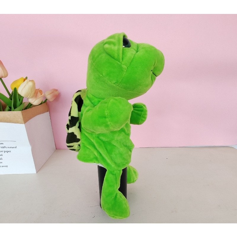 Papusa de Mana pentru Teatru de Papusi, Flippy, din Plus, 25 x 10 x 8 cm, Model Broasca, Verde
