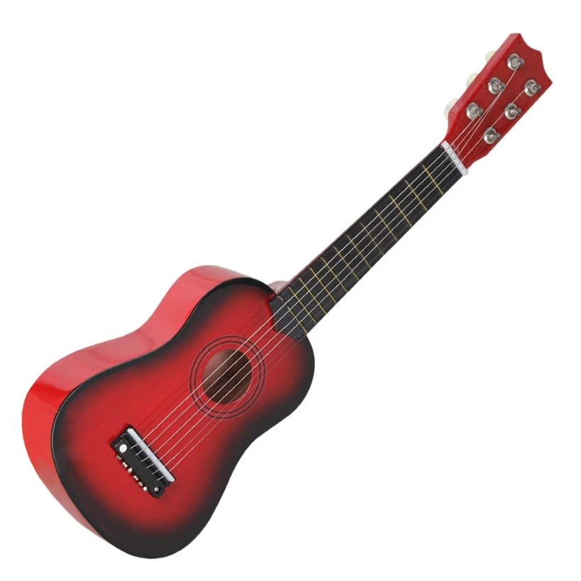 Chitara pentru Copii, Flippy, din Lemn si Plastic, pentru Incepatori, 53.4 x 17.5 x 5.8 cm, Rosu Lucios