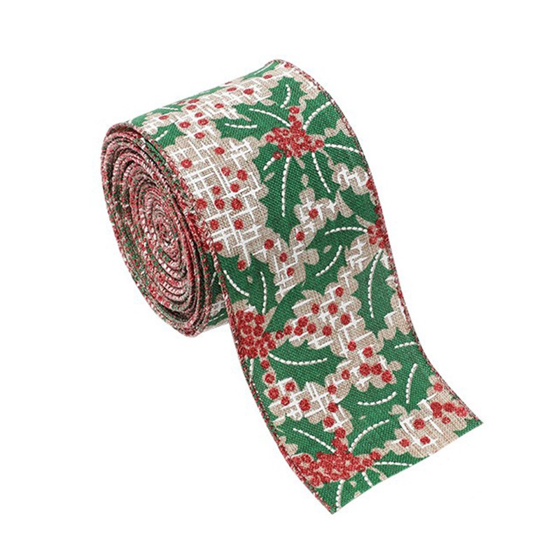 Panglica Decorativa pentru Craciun, Flippy, Ornament pentru Brad de Craciun, Pretreceri, Panglica cu Design Brad de Craciun, 200 x 6.3 cm, Khaki 