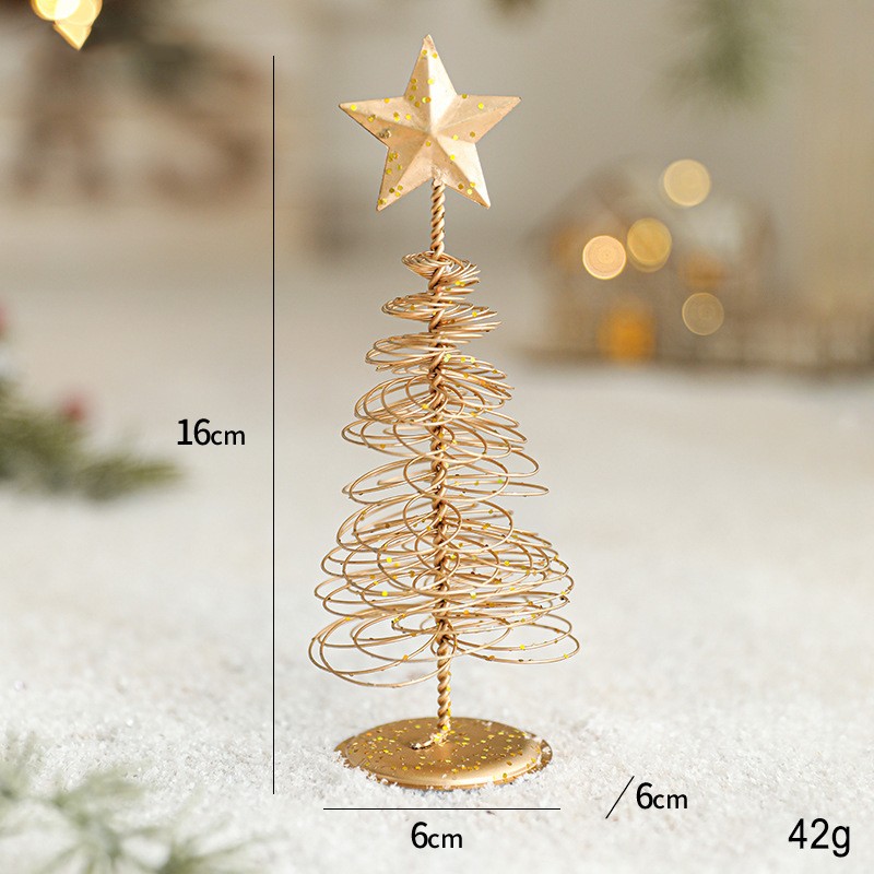 Brad de Craciun Ornament, Flippy, Decoratiune Brad micut din Metal, inaltime 16 x 6.5 x6.5 cm, Ornament de Craciun, Auriu