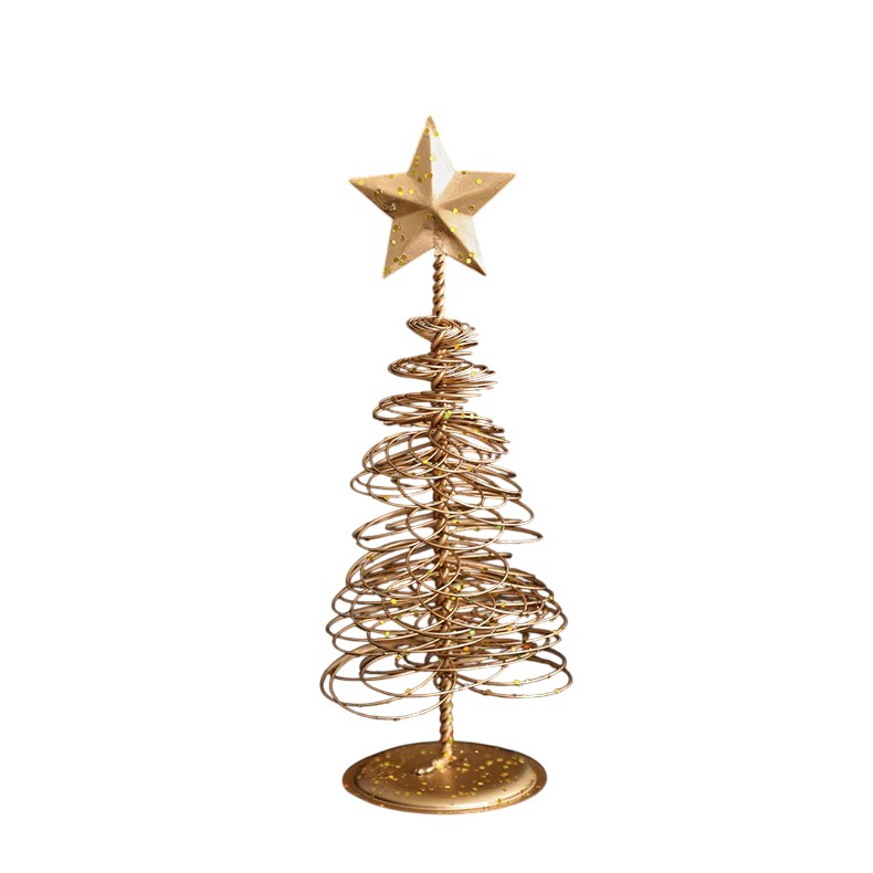 Brad de Craciun Ornament, Flippy, Decoratiune Brad micut din Metal, inaltime 16 x 6.5 x6.5 cm, Ornament de Craciun, Auriu