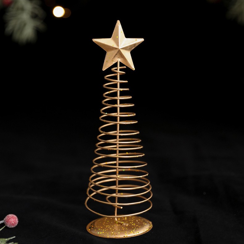 Brad de Craciun Ornament, Flippy, Decoratiune Brad micut din Metal, inaltime 19.5 x 6.5 x6.5 cm, Ornament de Craciun, Auriu