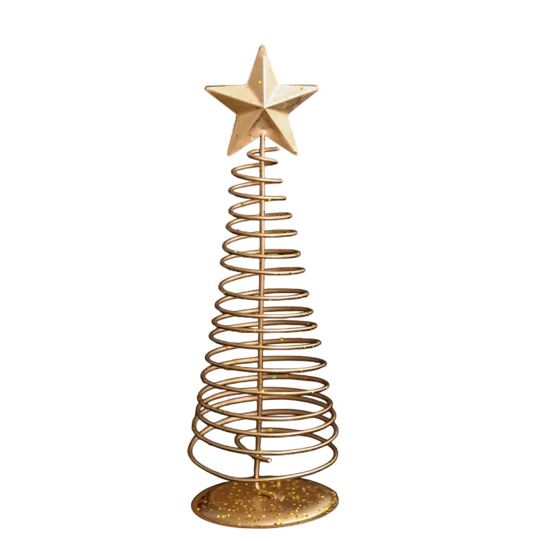Brad de Craciun Ornament, Flippy, Decoratiune Brad micut din Metal, inaltime 19.5 x 6.5 x6.5 cm, Ornament de Craciun, Auriu