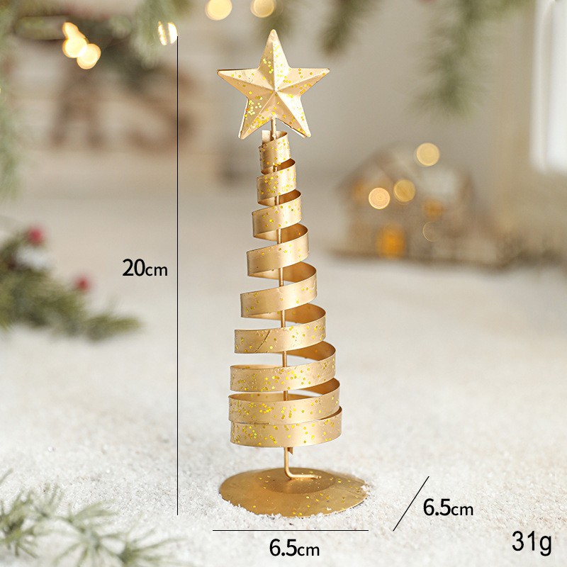 Brad de Craciun Ornament, Flippy, Decoratiune Brad micut din Metal, inaltime 20 x 6.5 x6.5 cm, Ornament de Craciun, Auriu